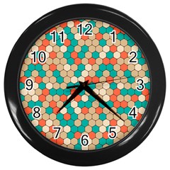 Multicolored Honeycomb Colorful Abstract Geometry Wall Clock (black)