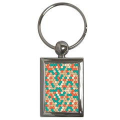 Multicolored Honeycomb Colorful Abstract Geometry Key Chain (rectangle) by Vaneshop