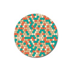 Multicolored Honeycomb Colorful Abstract Geometry Magnet 3  (round) by Vaneshop