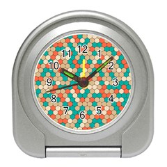 Multicolored Honeycomb Colorful Abstract Geometry Travel Alarm Clock by Vaneshop