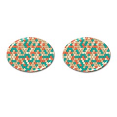 Multicolored Honeycomb Colorful Abstract Geometry Cufflinks (oval) by Vaneshop