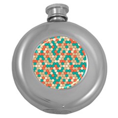 Multicolored Honeycomb Colorful Abstract Geometry Round Hip Flask (5 Oz) by Vaneshop