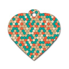 Multicolored Honeycomb Colorful Abstract Geometry Dog Tag Heart (two Sides) by Vaneshop