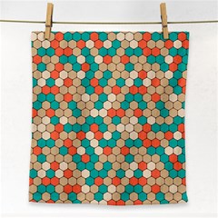 Multicolored Honeycomb Colorful Abstract Geometry Face Towel by Vaneshop