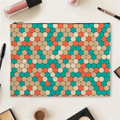 Multicolored Honeycomb Colorful Abstract Geometry Cosmetic Bag (xl) by Vaneshop