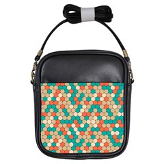 Multicolored Honeycomb Colorful Abstract Geometry Girls Sling Bag by Vaneshop