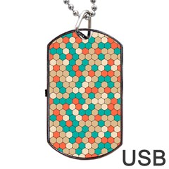 Multicolored Honeycomb Colorful Abstract Geometry Dog Tag Usb Flash (one Side) by Vaneshop