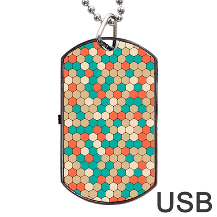 Multicolored Honeycomb Colorful Abstract Geometry Dog Tag USB Flash (One Side)