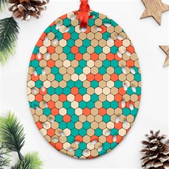 Multicolored Honeycomb Colorful Abstract Geometry Ornament (oval Filigree)