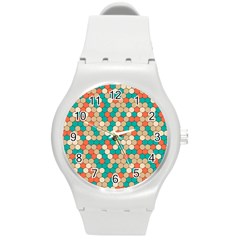 Multicolored Honeycomb Colorful Abstract Geometry Round Plastic Sport Watch (m) by Vaneshop