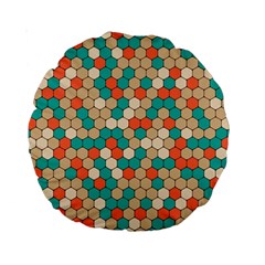 Multicolored Honeycomb Colorful Abstract Geometry Standard 15  Premium Round Cushions by Vaneshop