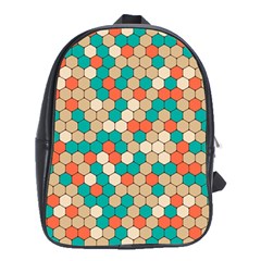 Multicolored Honeycomb Colorful Abstract Geometry School Bag (xl) by Vaneshop