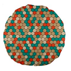 Multicolored Honeycomb Colorful Abstract Geometry Large 18  Premium Round Cushions by Vaneshop