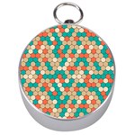 Multicolored Honeycomb Colorful Abstract Geometry Silver Compasses Front