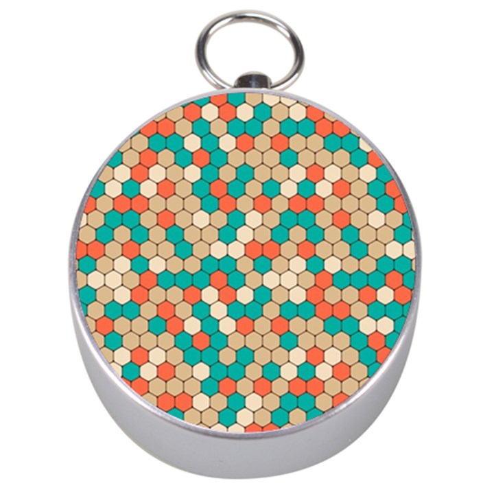 Multicolored Honeycomb Colorful Abstract Geometry Silver Compasses