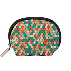 Multicolored Honeycomb Colorful Abstract Geometry Accessory Pouch (small) by Vaneshop