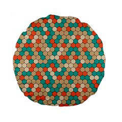 Multicolored Honeycomb Colorful Abstract Geometry Standard 15  Premium Flano Round Cushions by Vaneshop