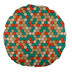 Multicolored Honeycomb Colorful Abstract Geometry Large 18  Premium Flano Round Cushions by Vaneshop