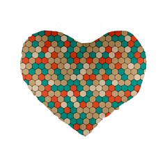 Multicolored Honeycomb Colorful Abstract Geometry Standard 16  Premium Flano Heart Shape Cushions by Vaneshop