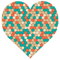 Multicolored Honeycomb Colorful Abstract Geometry Wooden Puzzle Heart by Vaneshop