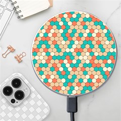 Multicolored Honeycomb Colorful Abstract Geometry Wireless Fast Charger(white) by Vaneshop