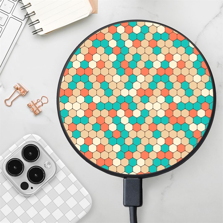 Multicolored Honeycomb Colorful Abstract Geometry Wireless Fast Charger(Black)