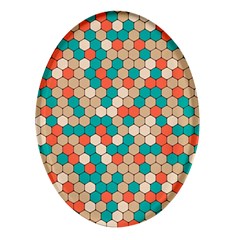 Multicolored Honeycomb Colorful Abstract Geometry Oval Glass Fridge Magnet (4 Pack) by Vaneshop