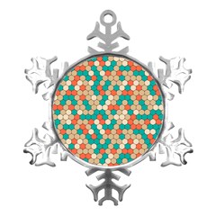 Multicolored Honeycomb Colorful Abstract Geometry Metal Small Snowflake Ornament