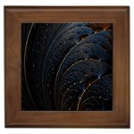 Abstract Dark Shine Structure Fractal Golden Framed Tile Front