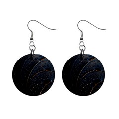 Abstract Dark Shine Structure Fractal Golden Mini Button Earrings by Vaneshop