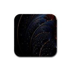 Abstract Dark Shine Structure Fractal Golden Rubber Square Coaster (4 Pack) by Vaneshop