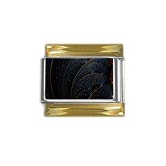 Abstract Dark Shine Structure Fractal Golden Gold Trim Italian Charm (9mm)