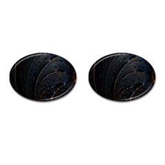 Abstract Dark Shine Structure Fractal Golden Cufflinks (oval) by Vaneshop