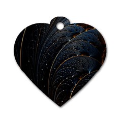 Abstract Dark Shine Structure Fractal Golden Dog Tag Heart (one Side) by Vaneshop