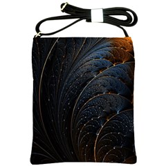 Abstract Dark Shine Structure Fractal Golden Shoulder Sling Bag by Vaneshop