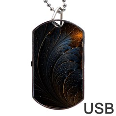 Abstract Dark Shine Structure Fractal Golden Dog Tag Usb Flash (two Sides) by Vaneshop