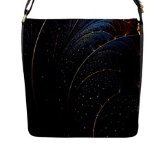 Abstract Dark Shine Structure Fractal Golden Flap Closure Messenger Bag (l) by Vaneshop