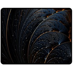 Abstract Dark Shine Structure Fractal Golden Two Sides Fleece Blanket (medium) by Vaneshop