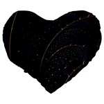 Abstract Dark Shine Structure Fractal Golden Large 19  Premium Flano Heart Shape Cushions Back