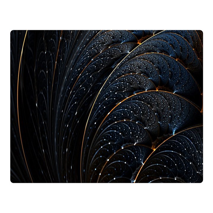 Abstract Dark Shine Structure Fractal Golden Two Sides Premium Plush Fleece Blanket (Large)