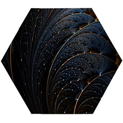 Abstract Dark Shine Structure Fractal Golden Wooden Puzzle Hexagon by Vaneshop