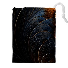 Abstract Dark Shine Structure Fractal Golden Drawstring Pouch (4xl) by Vaneshop