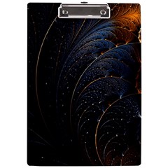 Abstract Dark Shine Structure Fractal Golden A4 Acrylic Clipboard by Vaneshop