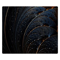 Abstract Dark Shine Structure Fractal Golden Premium Plush Fleece Blanket (small) by Vaneshop