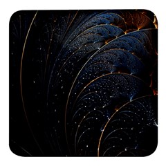 Abstract Dark Shine Structure Fractal Golden Square Glass Fridge Magnet (4 Pack) by Vaneshop