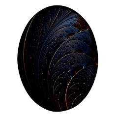 Abstract Dark Shine Structure Fractal Golden Oval Glass Fridge Magnet (4 Pack)