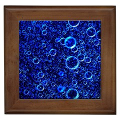 Blue Bubbles Abstract Framed Tile