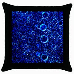 Blue Bubbles Abstract Throw Pillow Case (black) by Vaneshop