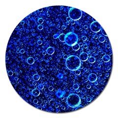 Blue Bubbles Abstract Magnet 5  (round) by Vaneshop