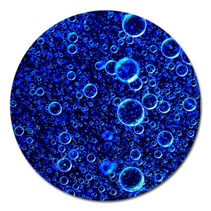 Blue Bubbles Abstract Magnet 5  (Round)